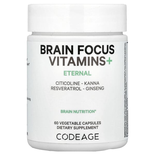 Codeage Brain Focus Vitamins+, 60 Vegetable Capsules