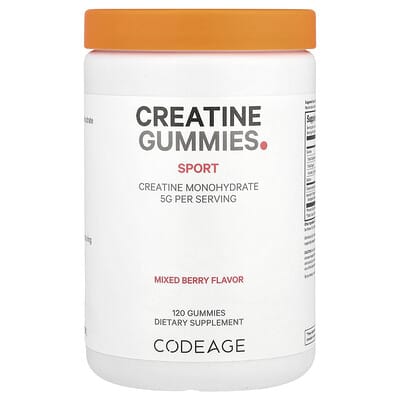 Codeage, Sports Series, Creatine Gummies, Assorted Berry Flavor, 120 Gummies