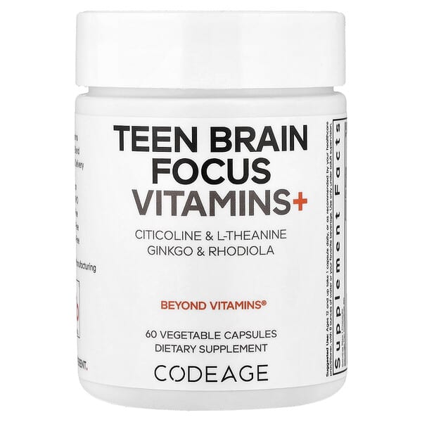 Teen Brain Focus Vitamins+, 60 Vegetable Capsules