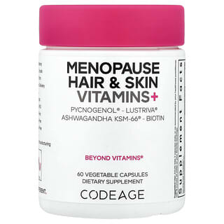 Codeage, Menopause Hair Skin Vitamins+, Vitamine+ für Haare und Haut in den Wechseljahren, 60 pflanzliche Kapseln