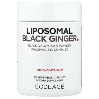 Codeage, Liposomal Black Ginger, liposomaler schwarzer Ingwer, 90 pflanzliche Kapseln (500 mg pro Kapsel)