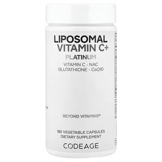 Codeage, Liposomalna witamina C + platyna, 180 kapsułek roślinnych