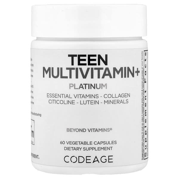 Codeage, Teen Multivitamin+ Platinum, 60 Vegetable Capsules