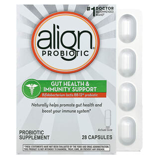 Align Probiotics, средство для поддержки здоровья кишечника и иммунитета, 28 капсул