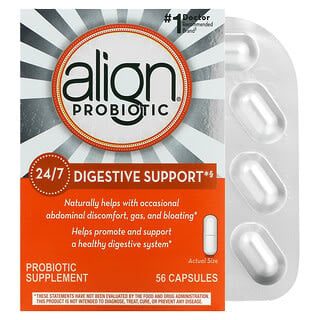 Align Probiotics, Поддержка пищеварения 24/7, добавка с пробиотиками, 56 капсул