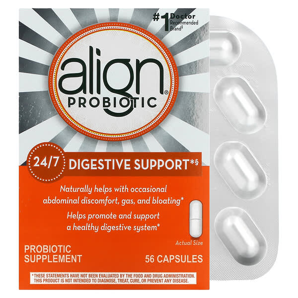 Align Probiotics, 全天消化幫助，益生菌補充劑，56 粒膠囊