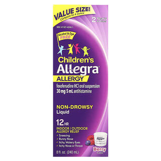 Allegra, 子ども用アレルギー液体、2歳以上、ベリー、240ml（8液量オンス）