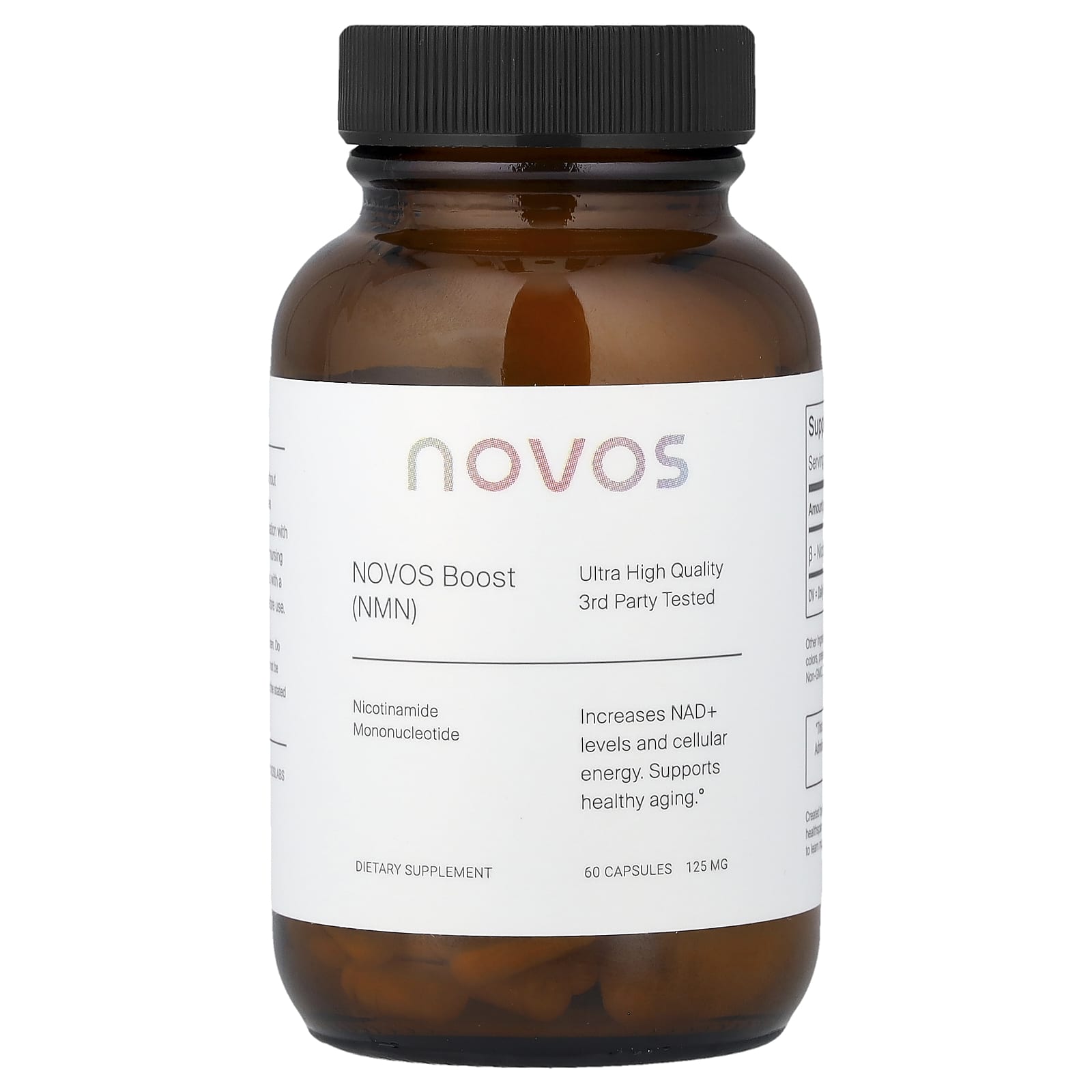 NOVOS, Novos Boost (NMN), 60 капсул (125 мг в 1 капсуле)