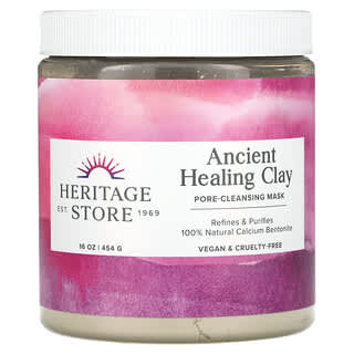 Heritage Store‏, Ancient Healing Clay, מסכת יופי לניקוי נקבוביות, 454 גרם (16 אונקיות)