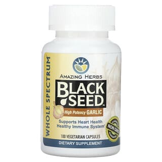Amazing Herbs, Black Seed, High Potency Garlic, 100 Vegetarian Capsules