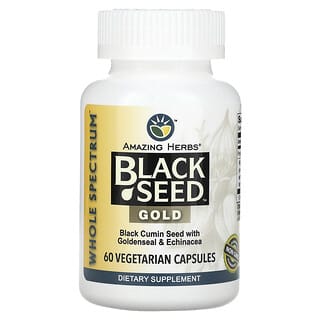 Amazing Herbs, Black Seed, золото, 60 вегетарианских капсул