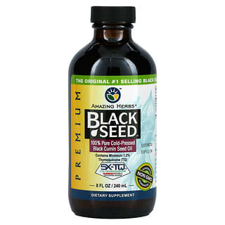 Amazing Herbs, Premium Black Seed น้ำมันเมล็ดยี่หร่าดำสกัดเย็นบริสุทธิ์ 100% เกรดพรีเมียม ขนาด 8 ออนซ์ (240 มล.)