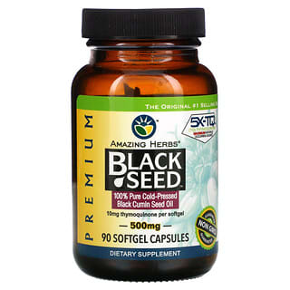 Amazing Herbs, Black Seed（ブラックシード）、500mg、ソフトジェルカプセル90粒