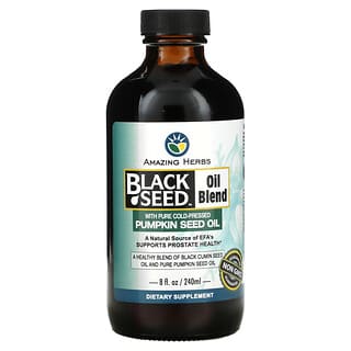 Amazing Herbs, 냉압착된 순수 호박씨유가 함유된 블랙 시드 오일 블렌드, 8 fl oz (240 ml)
