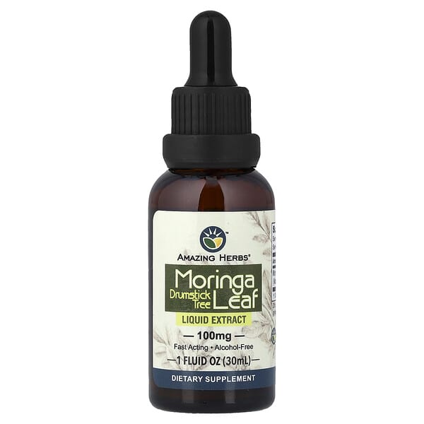 Amazing Herbs, 모링가 잎 액상 추출물, 100mg, 30ml(1fl oz)