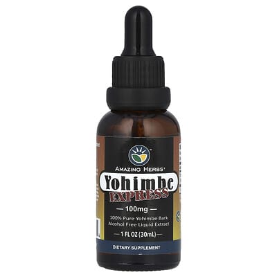 Amazing Herbs, Yohimbine Pressed Liquid Extract, Ethanol-Free, 100 mg, 1 fl oz (30 ml)
