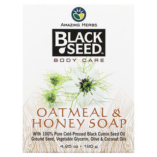 Amazing Herbs, Barra de jabón con semillas negras, avena y miel`` 120 g (4,25 oz)
