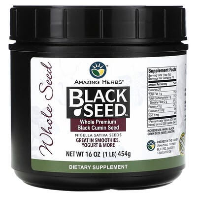 Amazing Herbs, Black Seed, Whole Premium Nigella Seed, 16 oz (454 g)