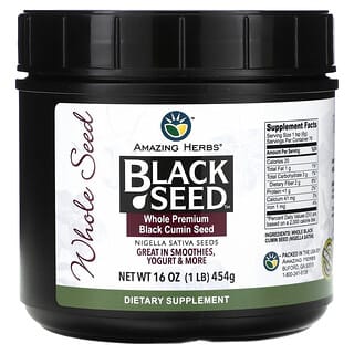 Amazing Herbs, Graine de nigelle, Graine de cumin noir entier de qualité supérieure, 454 g