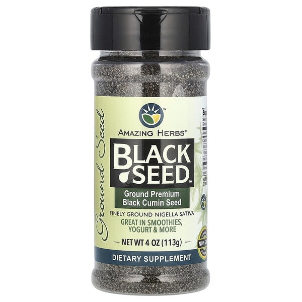 Amazing Herbs, 블랙 씨드, 프리미엄 블랙 커민 씨 분쇄, 113g(4oz)