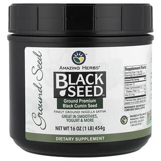 Amazing Herbs, Black Seed™, молотые семена черного тмина премиального качества, 454 г (1 фунт)