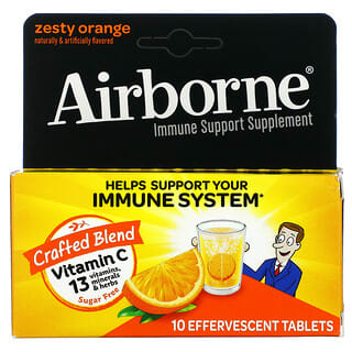 AirBorne, مكمل غذائي داعم للمناعة، نكهة البرتقال، 10 أقراص فوارة