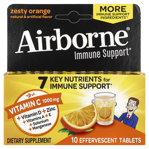 Immune Support Supplement, Zesty Orange, 10 Effervescent Tablets