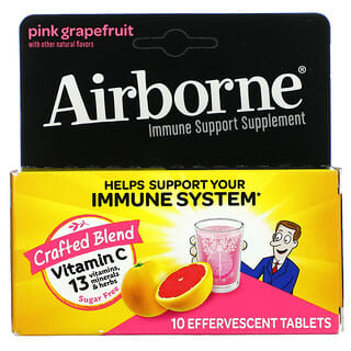 AirBorne, مكمل غذائي داعم للمناعة، نكهة الجريبفروت الوردي، 10 أقراص فوارة