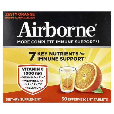 AirBorne, Multi-faceted Immune Support Supplement, Rich Orange Flavor, 3 Tubes, 10 Effervescent Tablets Each