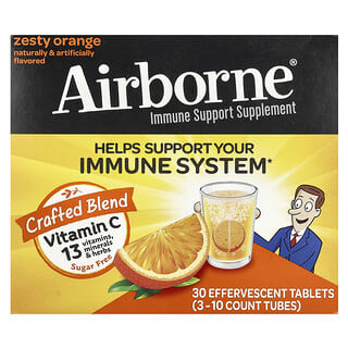 AirBorne, Integratore per il supporto del sistema immunitario, arancia frizzante, 3 tubetti, 10 compresse effervescenti ciascuno.