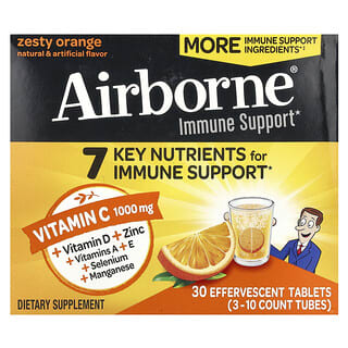 AirBorne, Suplemento de refuerzo inmunitario, Zesty Orange, 3 tubos, 10 comprimidos efervescentes cada uno