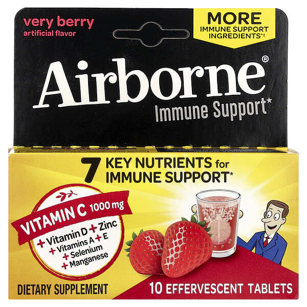 AirBorne Immune Support Supplement, Very Berry, 10 Effervescent Tablets