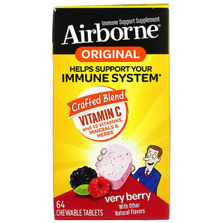AirBorne, Original، مكمل غذائي لدعم المناعة، بنكهة التوت، 64 قرص قابل للمضغ