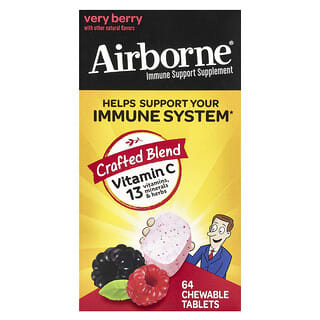 AirBorne, Original, Suplemento de refuerzo inmunitario, Very Berry, 64 comprimidos masticables
