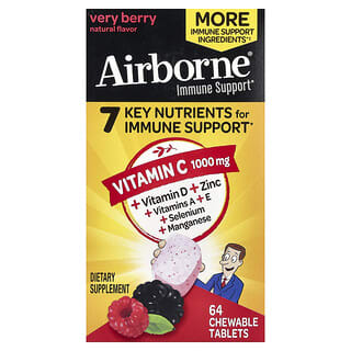 AirBorne, добавка для поддержки иммунитета, ягодный вкус, 64 жевательные таблетки