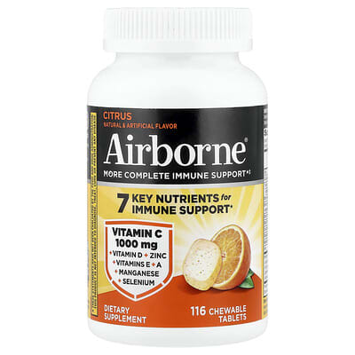 AirBorne, More Complete Immune Support, Citrus, 116 Chewable Tablets