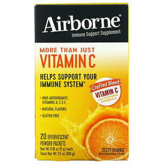 AirBorne, Más que solo vitamina C, Naranja ácida, 20 sobres de polvo efervescente, 5 g (0,18 oz) cada uno
