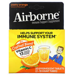 AirBorne, Ergänzungsmittel zur Unterstützung des Immunsystems, Zesty Orange, 2 Tuben, je 10 Brausetabletten