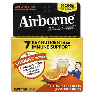 AirBorne, Immune Support Supplement, Zesty Orange, 2 Tubes, 10 Effervescent Tablets Each