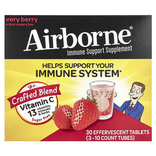 AirBorne, Complément de soutien immunitaire, Very Berry, 3 tubes, 10 comprimés effervescents chacun
