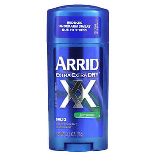 Arrid, Extra Extra Dry XX, Desodorante antitranspirante sólido, Sin fragancia, 73 g (2,6 oz)