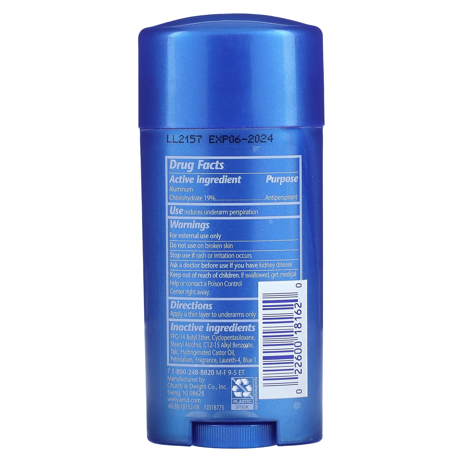 Arrid, Extra Extra Dry XX, Solid Antiperspirant Deodorant, Cool Shower