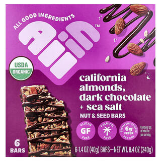 All In, Nut & Seed Bars, California Almonds, Dark Chocolate + Sea Salt, 6 Bars, 1.4 oz (40 g) Each