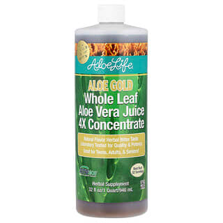 Aloe Life International, Inc, Šťáva z celých listů aloe vera, 4x koncentrát, Aloe Gold, 946 ml (32 fl oz)