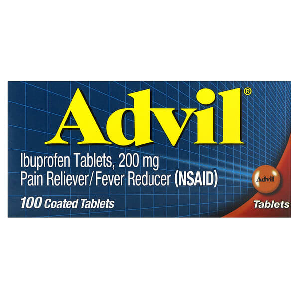 Advil, เม็ดไอบูโพรเฟน ขนาด 200 มก. บรรจุเม็ดเคลือบ 100 เม็ด