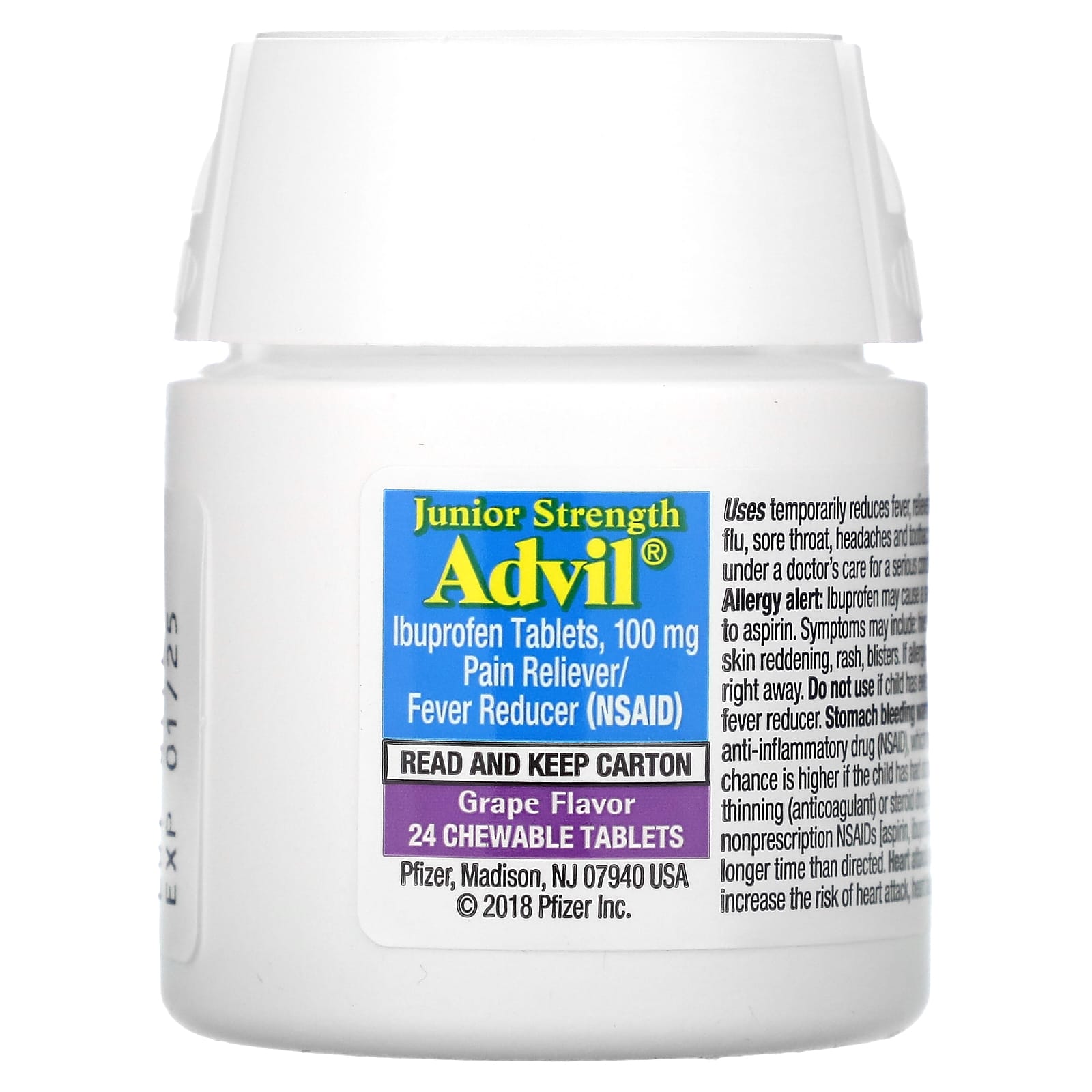 Advil, Junior Strength, Chewables, Ages 211, Grape, 24 Chewable Tablets
