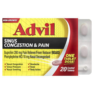 Advil, Congestión y dolor sinusales, No produce somnolencia`` 20 comprimidos recubiertos