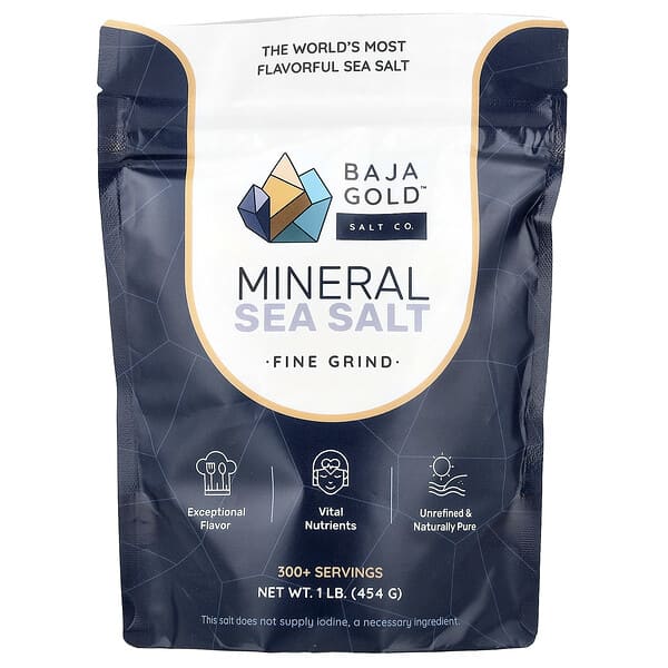 Baja Gold Salt Co., Mineral Sea Salt, Fine Grind, 1 lb (454 g)