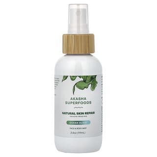 Akasha Superfoods, Bruma reparadora natural para la piel, Para pieles propensas al acné, Algas marinas, 111 ml (3,4 oz)