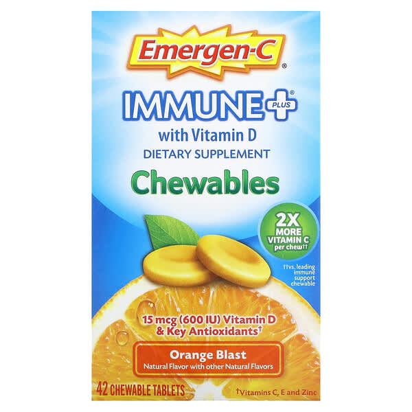 Emergen-C, 維生素 D 機體抵抗 +，橙味，42 片咀嚼片